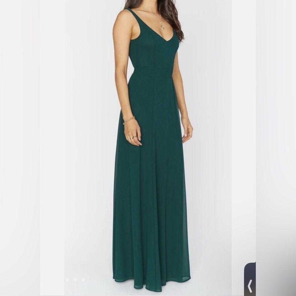 Show me your MUMU | Jenn Maxi Bridesmaid Dress | NWT | Emerald Chiffon | SZ M